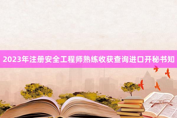 2023年注册安全工程师熟练收获查询进口开秘书知